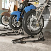 HOMCOM Motorcycle Stand Set, 850 lbs Capacity Front & Rear Combo Wheel Paddock Stand Lift for Dirt Bikes, Black(m-10)