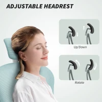 Vinsetto Office Chair, Mesh Computer Desk Chair with Adjustable Headrest, 4D Lumbar Support, Flip-up Arm, Light Green(m-7)