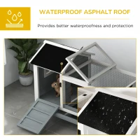 PawHut Wooden Rabbit Hutch with Wheels, Run, Slide-out Tray for Small Animals, Guinea Pig, Blue(m-4)