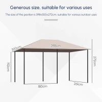 Outsunny 10' x 13' Outdoor Patio Gazebo Canopy Shelter with 6 Removable Sidewalls, & Steel Frame for Garden, Lawn, Backyard and Deck, Khaki(m-7)