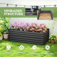 Outsunny Galvanized Raised Garden Bed, Steel Outdoor Planters with Reinforced Rods, 71" x 35" x 23", Black(m-5)