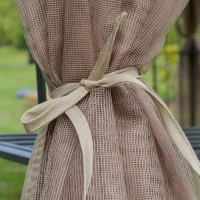 Outsunny 10' x 10' Steel Outdoor Patio Gazebo Canopy with Removable Mesh Curtains, Display Shelves, & Steel Frame, Brown(m-7)