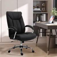 Vinsetto High Back Swivel Home Office Chair Task Ergonomic Linen Fabric Computer Chair, with Arm, Adjustable Height, Black(m-8)