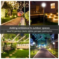 Outsunny Outdoor Lamp Post Lights, Triple Head Solar Powered Lamp, Street Vintage Solar Post Lamp, for Backyard, Garden Pathway, Driveway, 72 Inches(m-8)