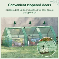 Outsunny 9' x 3' x 3' Portable Mini Greenhouse Outdoor Garden with Large Zipper Doors and Water/UV PE Cover, Green(m-4)