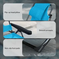 Outsunny Folding Lounge Chair w/ Reclining Back, Light Blue(m-8)