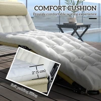 Outsunny 2-Piece Folding Lounge Chairs with Adjustable Backrest, Tanning Chair with Cushion, Side Pocket, Headrest, Beige(m-7)