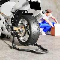 HOMCOM Motorcycle Stand Set, 850 lbs Capacity Front & Rear Combo Wheel Paddock Stand Lift for Dirt Bikes, Black(m-9)