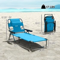 Outsunny Folding Lounge Chair w/ Reclining Back, Light Blue(m-3)
