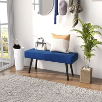 HOMCOM 39 Inches Upholstered Bedroom Bench, Modern End of Bed Bench with Steel Legs, Dark Blue(m-8)