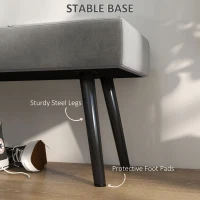 HOMCOM 39 Inches Upholstered Bedroom Bench, Modern End of Bed Bench with Steel Legs, Grey(m-5)