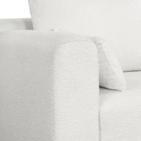 Boucle Fabric Loveseat Sofa with One-Piece Seat Frame, Extra Wide Domed Arms, 2-3 Seat Couch with 2 Pillows, 82" L x 36" W x 34" H, White(m-8)