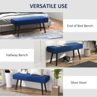 HOMCOM 39 Inches Upholstered Bedroom Bench, Modern End of Bed Bench with Steel Legs, Dark Blue(m-6)