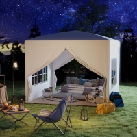 Outsunny 9.7' x 9.7' Outdoor Pop Up Party Tent Wedding Gazebo Canopy with Carrying Bag (White)