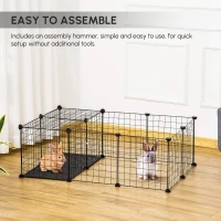 PawHut Small Animal Cage with 16 Panels, Portable Metal Wire Pet Fence with Door, Non-slip Feet for Bunny Guinea Pig(m-6)