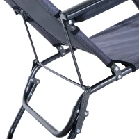 Outsunny Folding Chaise Lounge Chair, Outdoor Portable 2-Level Adjustable Recliner Zero Gravity Chair with Headrest Pillow, Armrests with Storage Mesh Pocket, Grey(m-10)