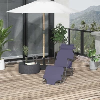 Outsunny Folding Chaise Lounge Chair, Outdoor Portable 2-Level Adjustable Recliner Zero Gravity Chair with Headrest Pillow, Armrests with Storage Mesh Pocket, Grey(m-8)