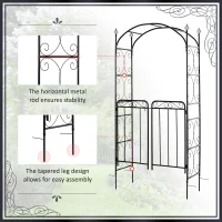 Outsunny 7' Metal Garden Arbor Arch with Scrollwork Doors for Ceremony, Weddings, Party, Backyard, Lawn(m-6)