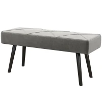 HOMCOM 39 Inches Upholstered Bedroom Bench, Modern End of Bed Bench with Steel Legs, Grey(m-2)
