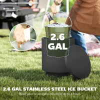 HOMCOM 2.6 Gal Outdoor Side Table, 3-In-1 Concrete Cooler Bar Table with Storage, Removable Ice Bucket and Lid, Charcoal Gray(m-5)