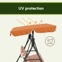 Outsunny 3-Seater Outdoor Porch Swing with Adjustable Canopy, Patio Swing Chair for Garden, Poolside, Backyard, Orange(m-4)