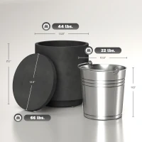 HOMCOM 2.6 Gal Outdoor Side Table, 3-In-1 Concrete Cooler Bar Table with Storage, Removable Ice Bucket and Lid, Charcoal Gray(m-3)