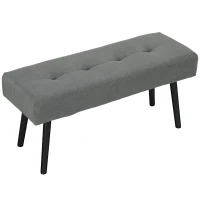 HOMCOM 39" Upholstered Ottoman Bench, Corduroy Entryway Bedroom Bench with Padded Seat and Steel Legs for Bedroom, Grey(m-2)