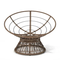 360° Swivel Ergonomic Wicker Papasan Chair with Cloud-Like Cushion, Waterproof Fabric, Adjustable Feet, 41.5" L x 33.5" W x 35.5" H, Beige+Brown(m-10)