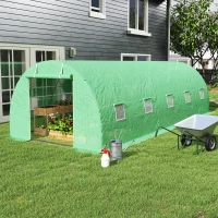 Outsunny 26' x 10' x 6.6' Large Walk in Tunnel Greenhouse Garden Plant Seed Green House Premium Steel Frame(m-1)