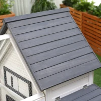 PawHut 65" Chicken Coop Wooden Hen House Rabbit Hutch Poultry Cage Pen Outdoor Backyard with Nesting Box, Ramp, Run, and Ladder(m-7)