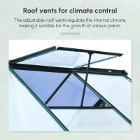 Outsunny 6.2' x 6.3' x 6.6' Clear Polycarbonate Greenhouse, Large Walk-In Green House Garden, Plants Grow, Galvanized Sheet  Frame w/ Slide Door(m-13)