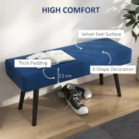 HOMCOM 39 Inches Upholstered Bedroom Bench, Modern End of Bed Bench with Steel Legs, Dark Blue(m-4)