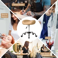 HOMCOM Saddle Stool, Height Adjustable Rolling Salon Chair with PU Leather for Massage, Spa, Clinic, Beauty and Tattoo, Brown(m-7)