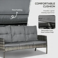 Outsunny 6 Piece Patio Furniture Set with Patio Chairs, Ottomans, Sofa, Glass Top Table and Cushions, Wicker Rattan Outdoor Furniture Set for Backyard, Porch, Grey(m-4)