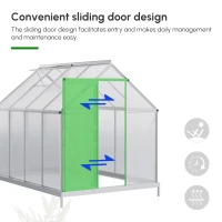Outsunny 6' x 8' x 6.5' Walk-in Greenhouse, Polycarbonate Greenhouse with Adjustable Roof Vent, Base, Sliding Door, Clear(m-4)