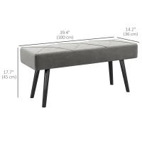 HOMCOM 39 Inches Upholstered Bedroom Bench, Modern End of Bed Bench with Steel Legs, Grey(m-3)