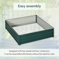 Outsunny 4' x 4' x 1' Raised Garden Bed Galvanized Steel Planter Box for Vegetables, Flowers, Herbs, Green(m-4)