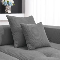 L-Shaped Tufted Modular Sectional Sofa with 4 Pillows, High-Density Foam, Minimalist Corduroy Fabric Couch, 105.5" L x 45" W x 31.5" H, Gray(m-10)