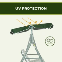 Outsunny 3-Seater Outdoor Porch Swing with Adjustable Canopy, Patio Swing Chair for Garden, Poolside, Backyard, Green and White(m-4)