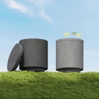 Outsunny 2.6 Gal Outdoor Side Table, 3-In-1 Concrete Cooler Bar Table with Storage, Removable Ice Bucket and Lid, Gray(m-7)