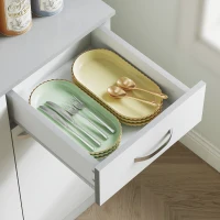 HOMCOM 71" Modern Buffet with Hutch, Standing Kitchen Hutch with Storage Cabinets, Drawer, Open Space with Microwave Stand, White(m-10)