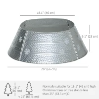 HOMCOM 26" Christmas Tree Base Cover, Christmas Tree Collar with Hollow Snowflake Pattern for Holiday, Party, Silver(m-3)