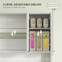 HOMCOM 71" Kitchen Pantry Cabinet, Tall Storage Cabinet with Microwave Stand, Modern Kitchen Hutch with Countertop, 6 Doors, Storage Drawer, 3 Adjustable Shelves for Living Room, Dining Room, White(m-5)