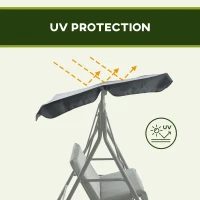 Outsunny 3-Seater Outdoor Porch Swing with Adjustable Canopy, Patio Swing Chair for Garden, Poolside, Backyard, Grey(m-4)