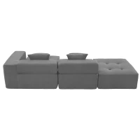 L-Shaped Tufted Modular Sectional Sofa with 4 Pillows, High-Density Foam, Minimalist Corduroy Fabric Couch, 105.5" L x 45" W x 31.5" H, Gray(m-16)