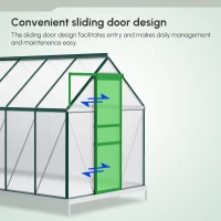 Outsunny 6' x 12' x 6.5' Polycarbonate Greenhouse, Walk-in Green House with Adjustable Roof Vent Galvanized Base Sliding Door Rain Gutter for Outdoor Garden Backyard, Green(m-4)
