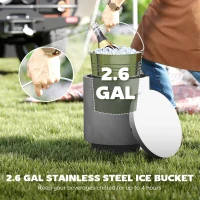 Outsunny 2.6 Gal Outdoor Side Table, 3-In-1 Concrete Cooler Bar Table with Storage, Removable Ice Bucket and Lid, Gray(m-5)