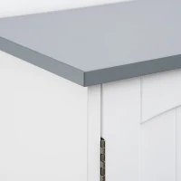 kleankin Modern Over The Toilet Storage Cabinet, Double Door Over Toilet Bathroom Organizer with Adjustable Shelf and Open Shelf, Space Saver, White(m-10)