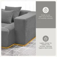 L-Shaped Tufted Modular Sectional Sofa with 4 Pillows, High-Density Foam, Minimalist Corduroy Fabric Couch, 105.5" L x 45" W x 31.5" H, Gray(m-5)