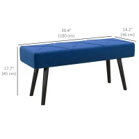 HOMCOM 39 Inches Upholstered Bedroom Bench, Modern End of Bed Bench with Steel Legs, Dark Blue(m-3)